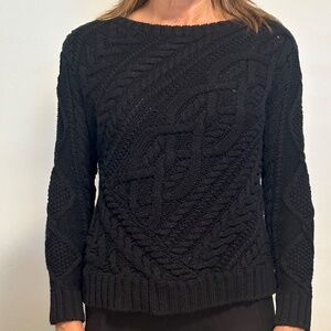 Polo Ralph Lauren Womens Black Cotton Cable Sweater Size S